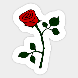Single Red Rose - Simple Illustration Sticker